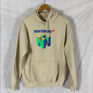 Nintendo 64 Tan Pullover Hoodie Mens Medium